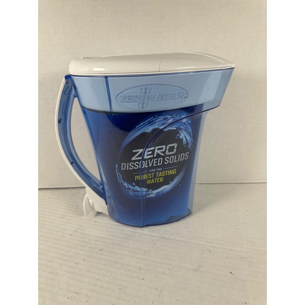 NWOB ZeroWater 10 Cup Water Filter Pitcher Blue White with New 5-Stage Filter